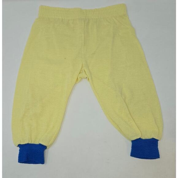 Pac-Man Pajamas Vintage Size 4-5 Long Sleeve Shirt Pant Yellow Blue 1980s Sears - Picture 11 of 12